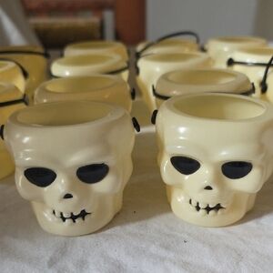 Cream Skull Candle Holders
